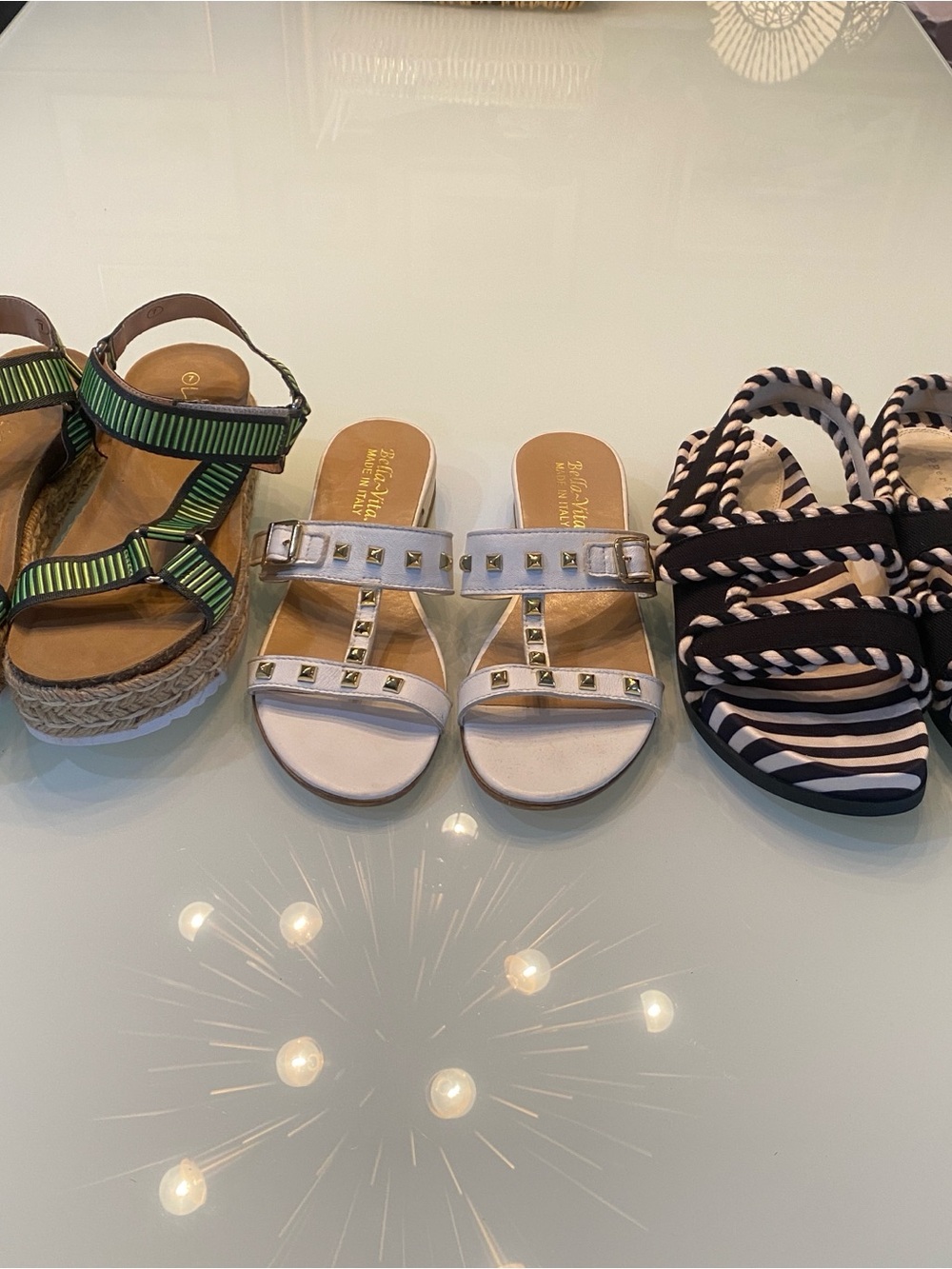 Bundle 3 Pairs Summer Sandals Size 7 Bella Vita Italian Leather Copper Key